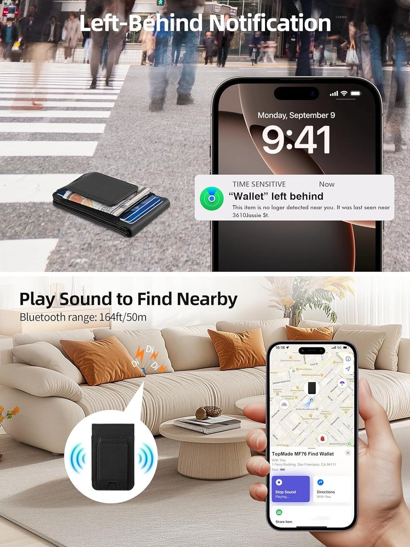 TopMade for MagSafe Wallet with Money Clip, Works with Apple Find My, Strongest Magnetic Wallet for iPhone 17/16/15/14/13/12 Series, for iPhone Wallet Stand with Finder Tracker, 8 Cards Holder, Black - Image 5
